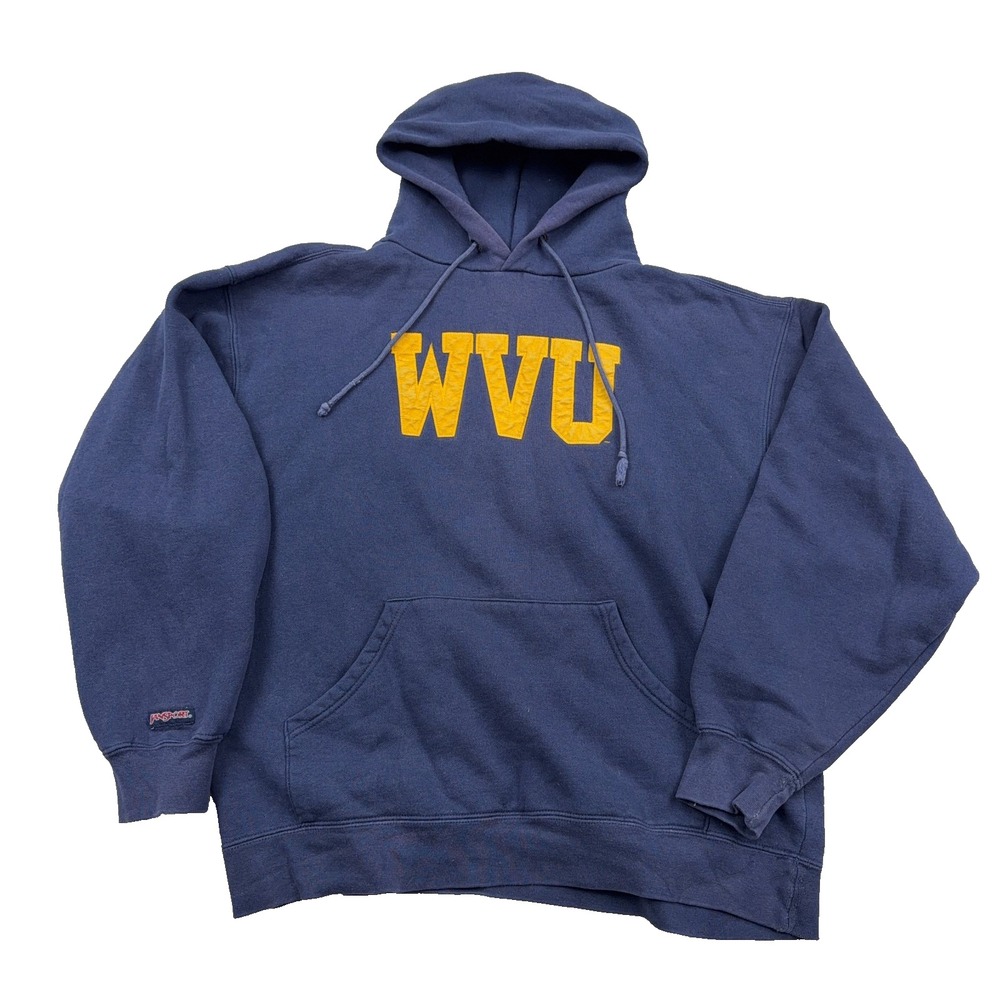 Vintage Y2K West Virginia Mountaineers Hoodie Men Large WVU JanSport Sweatshirt